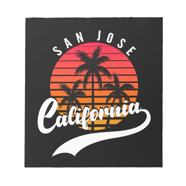 San Jose Retro Sunset Notepad Notizblock (Vorderseite)