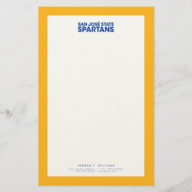 San José Staat Spartans Wordmark Briefpapier (Vorderseite)