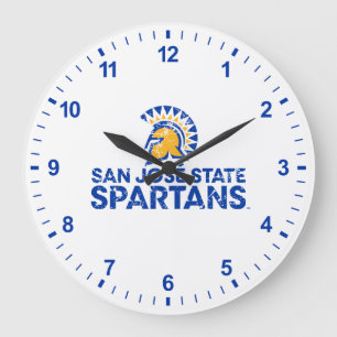 San Jose State Spartans Logo-Wortmarke abgenutzt Große Wanduhr