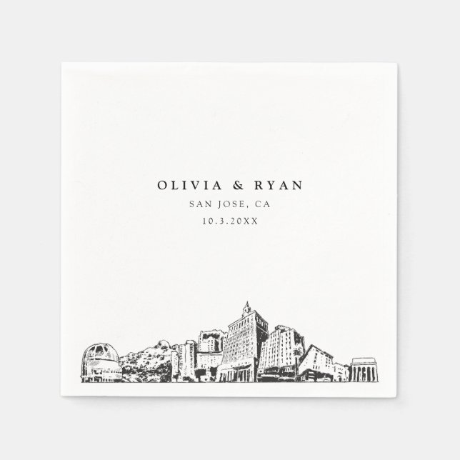 San Jose Wedding Minimalistisch Paper Serviette (Vorderseite)