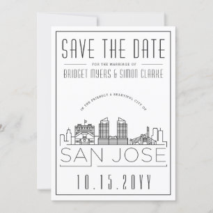 San Jose Wedding Stylized Skyline Save the Date Einladung