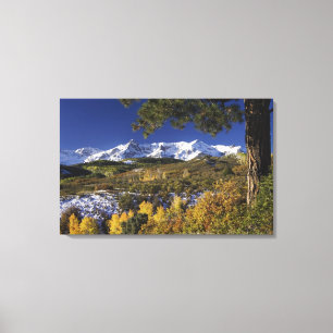 San Juan-Gebirge und Aspen-Bäume in Fallfarbe Leinwanddruck