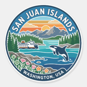San Juan Inseln USA Runder Aufkleber