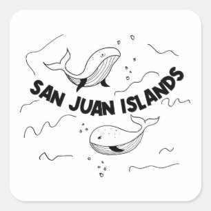 San Juan Islands Whales Quadratischer Aufkleber