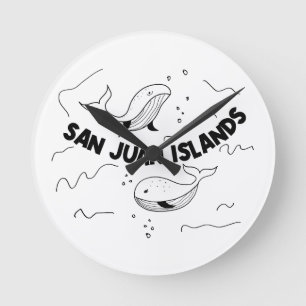 San Juan Islands Whales Runde Wanduhr