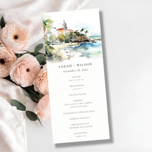 San Juan Puerto Rico Landscape Wedding Program Einladung (Von Creator hochgeladen)