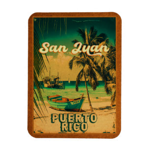 San Juan Puerto Rico Palm Tree Souvenirs 60er Magnet