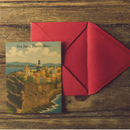 San Juan Puerto Rico Retro Kunst, Dichtung und Mus Postkarte