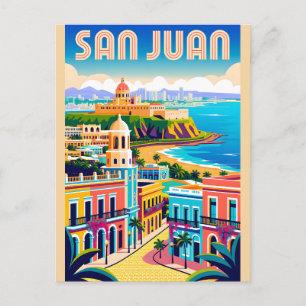 San Juan Puerto Rico Retro-Reiseposter-Kunst Postkarte