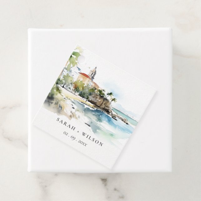 San Juan Puerto Rico Watercolor Landscape Wedding Geschenkanhänger (Beispiel)