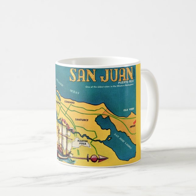 San Juan Retro Map Tasse (VorderseiteRechts)