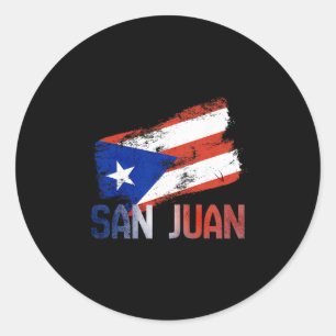 San Juan Stadt Puerto Rico Flagge Vintage Roots Bo Runder Aufkleber