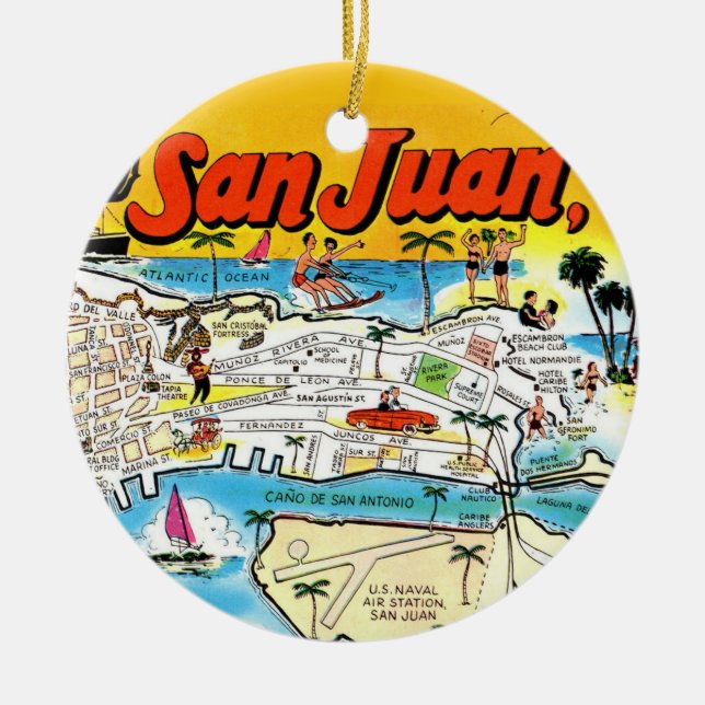 San Juan Vintage Karte Keramik Ornament (Vorne)