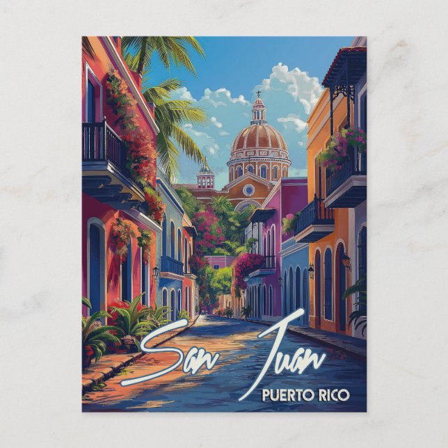 San Juan Vintage Travel Postkarte (Vorderseite)