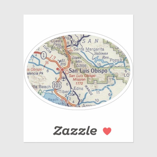 San Luis Obispo CA Vintager Fahrplan Aufkleber (Blatt)