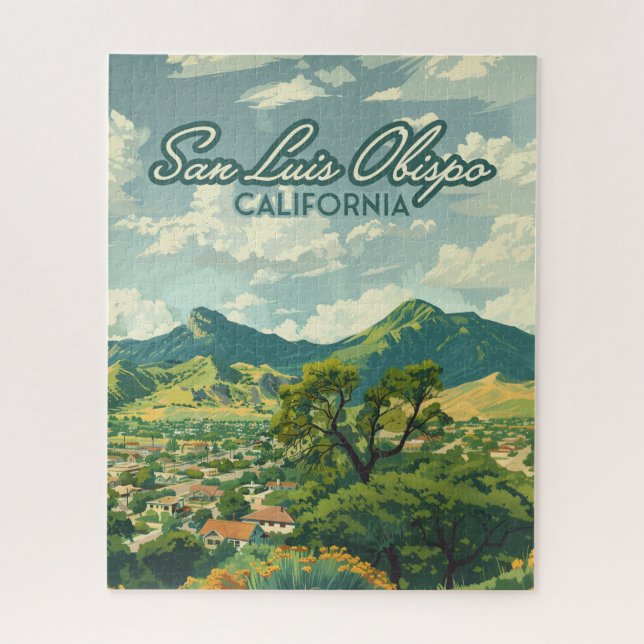 San Luis Obispo SLO California Central Coast Retro Puzzle (Vertikal)
