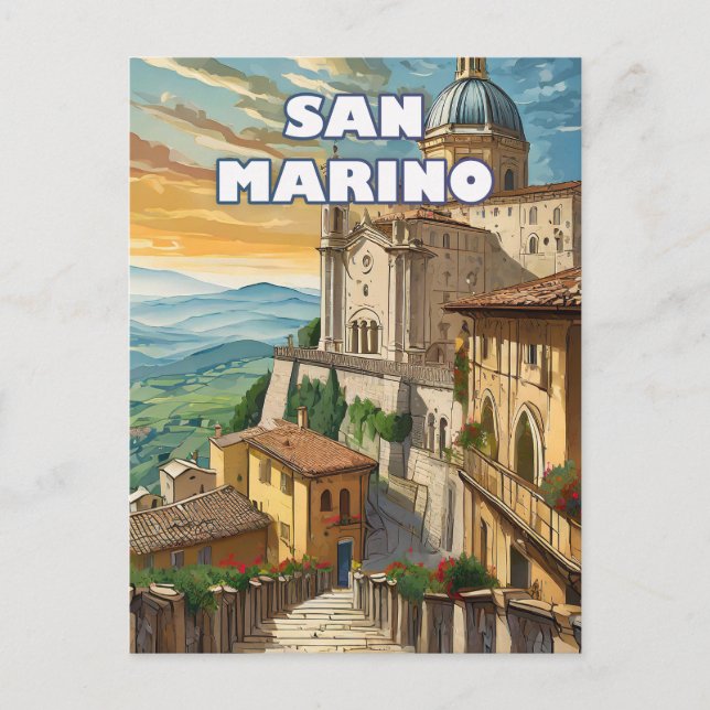 San Marino, Enklave auf dem Berg Titano Postkarte (Vorderseite)