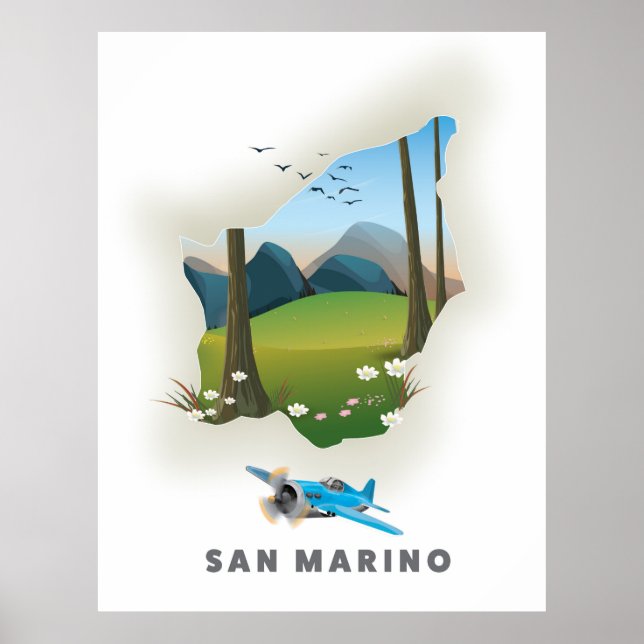 San Marino Illustriertes Reiseplakat. Poster (Vorne)