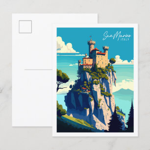 San Marino Italien Vintage Reise Illustration Postkarte