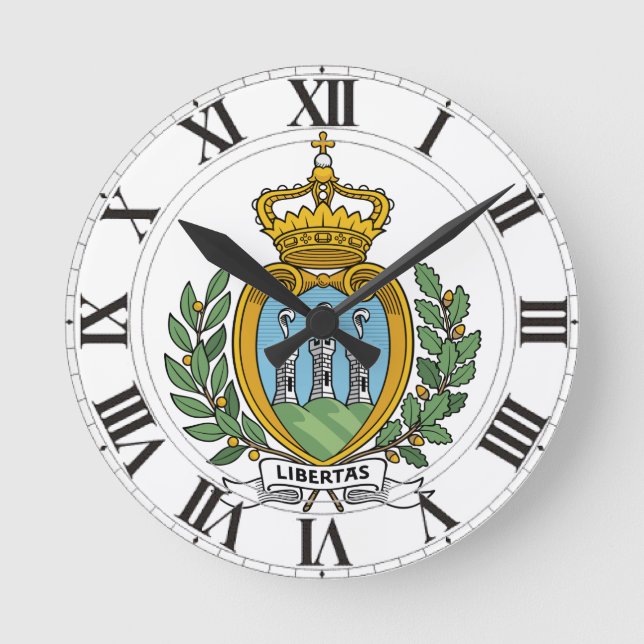 San- Marinowappen Runde Wanduhr (Vorderseite)