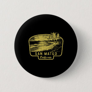 San Mateo Kalifornien Strand Surf Vintage Blau Button