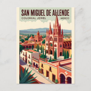 San Miguel de Allende Retro-Reiseplakat-Kunst Postkarte