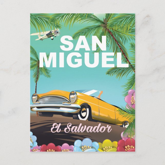 San Miguel El Salvador Vintage Reiseplakat Postkarte (Vorderseite)