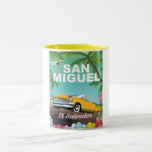 San Miguel El Salvador Vintage Reiseplakat Zweifarbige Tasse