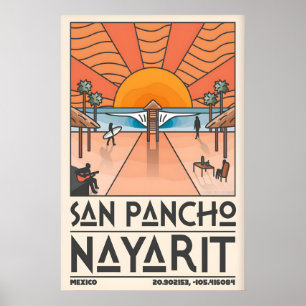 San Pancho Nayarit Reiseplakat Retro-Strandszene Poster