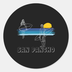 San Pancho Surferstrand Surfer Typ Mädchen Runder Aufkleber