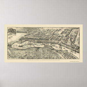 San Pedro, panoramische Karte CAs - 1905 Poster
