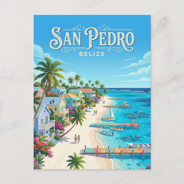 San Pedro Town Belize wird zu Postkarte (Vorderseite)