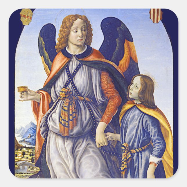 San Rafael Archangel Quadratischer Aufkleber (Vorderseite)