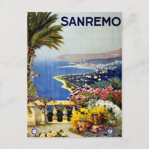 San Remo Italienisches Mittelmeer-Reiseposter 1920 Postkarte