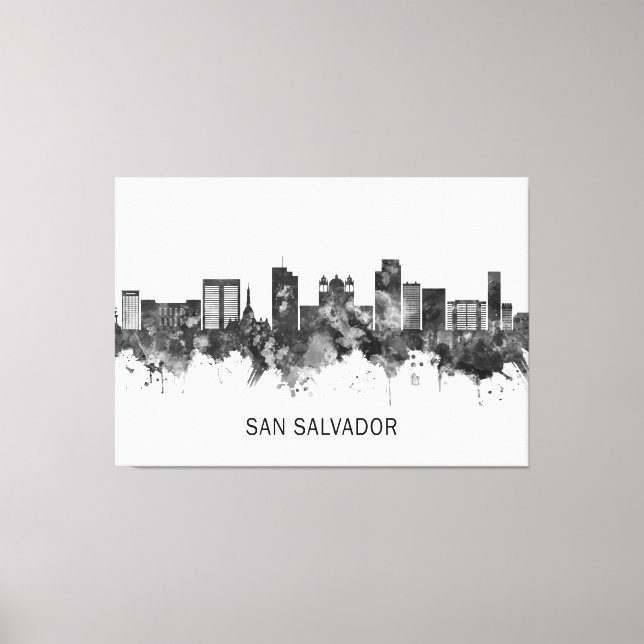 San Salvador El Salvador Skyline BW Leinwanddruck (Vorderseite)