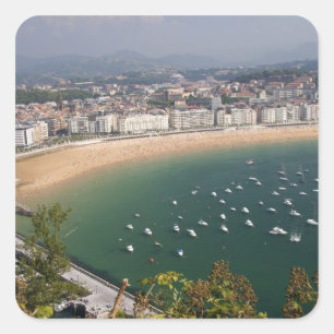 San Sebastian, Spanien. Die baskische Stadt San Quadratischer Aufkleber