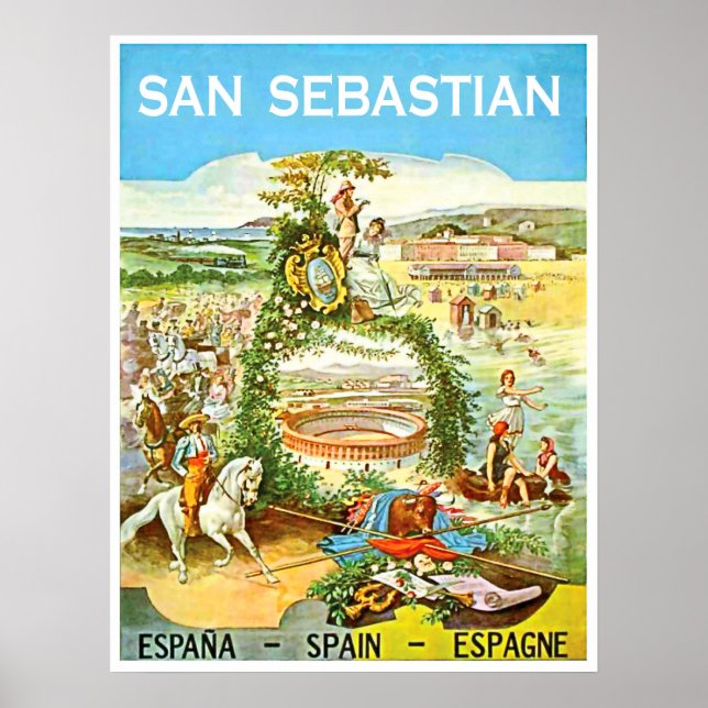 San Sebastian, Spanien, Vintage Kunst, Reisen Poster (Vorne)