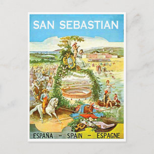 San Sebastian, Spanien, Vintage Kunst, Reisen Postkarte