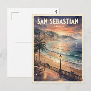 San Sebastian Spanien Vintage Reise Postkarte