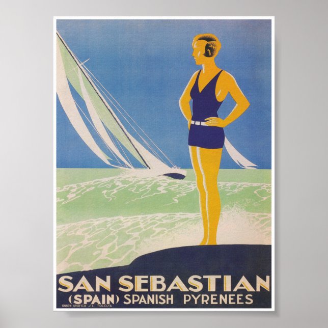 San Sebastian Spanien Vintage Travel Poster (Vorne)