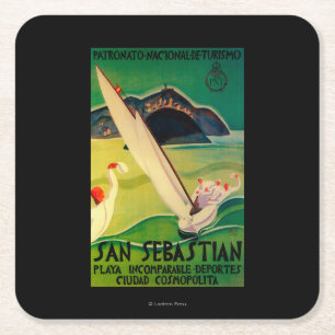 San Sebastian Vintage PosterEuropa Rechteckiger Pappuntersetzer
