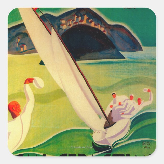 San Sebastian Vintages Poster Europa Quadratischer Aufkleber (Vorderseite)