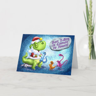 SAN T-REX ist COMIN' to TOWN!(Glanz) von Jeff Will Feiertagskarte