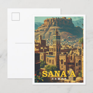 Sana'a Jemen Vintage Kunstreise Postkarte