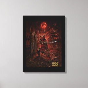 Sanada Yukimura Samurai-Rüstung Roter Mond Leinwanddruck
