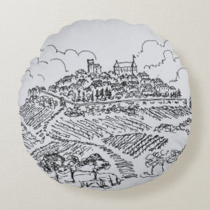 Sancerre-Weinberge Loire-Tal, Frankreich Rundes Kissen