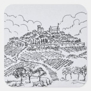 Sancerre-Weingüter   Loire-Tal, Frankreich Quadratischer Aufkleber