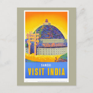 Sanchi Besuchen Sie Indien Vintage Reiseplakat Postkarte