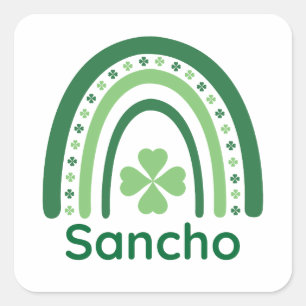 Sancho Name Clover Boho Regenbogen Quadratischer Aufkleber