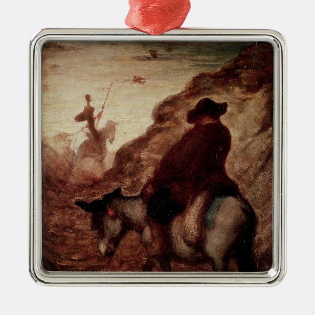 Sancho und Don Quichote, 19. Jahrhundert Silbernes Ornament (Vorne)
